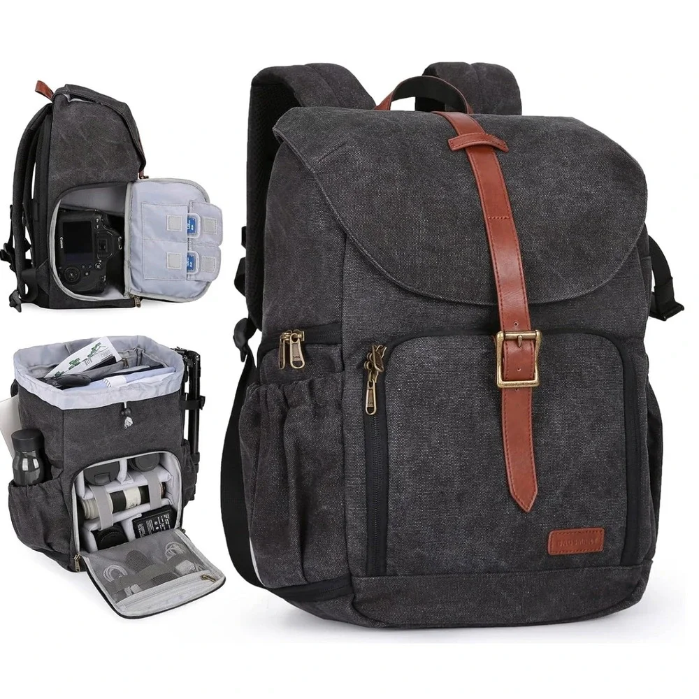 Bagsmart DSLR Dark Grey Camera Bag Backpack Side Load Anti-Theft Water Resistant